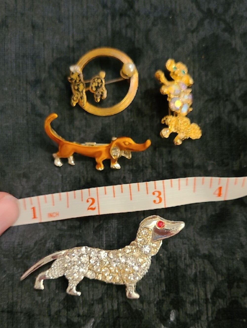 2/$22 Vintage Dachshund And Poodle Brooch Lot Of 4 - Picture 7 of 9